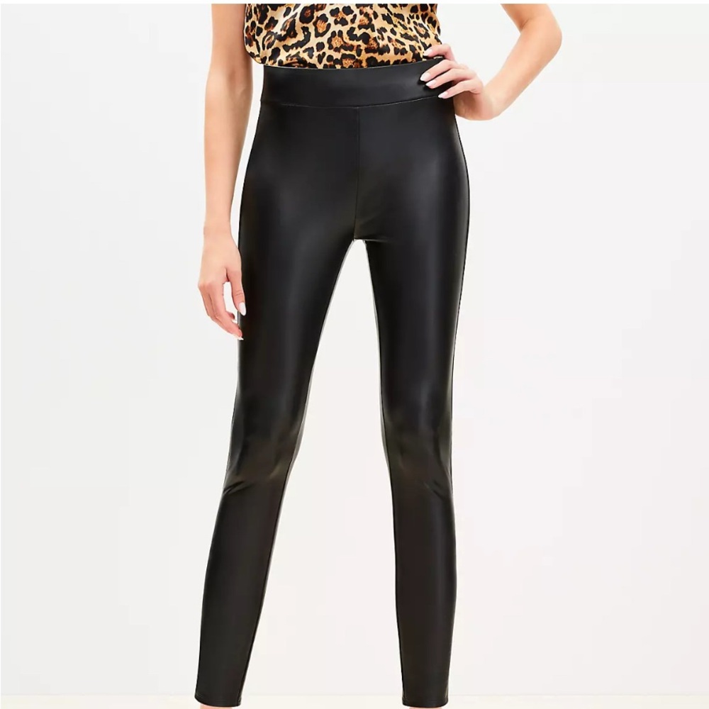 LOFT Black Faux Leather Leggings NWT